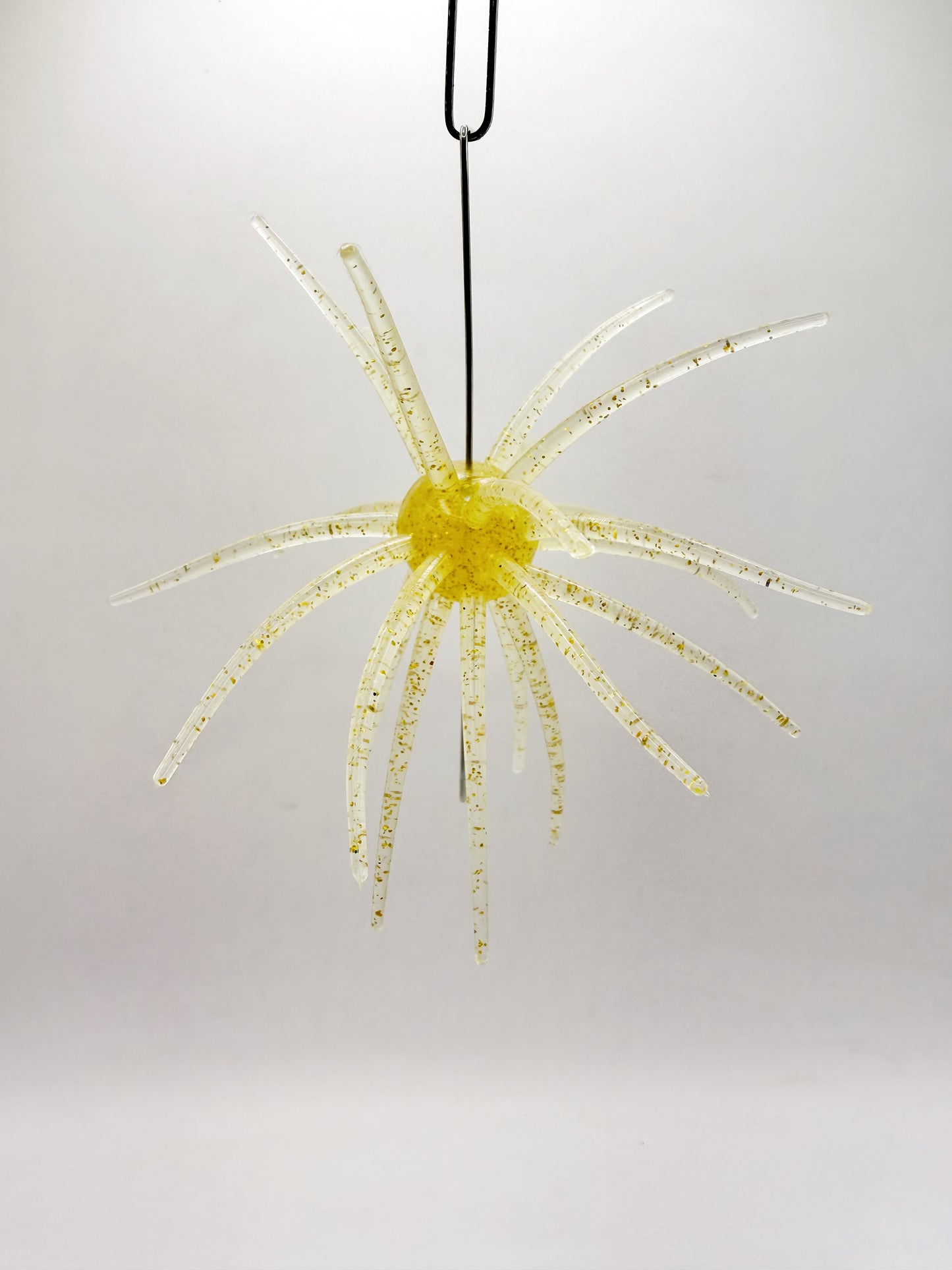 Hanging Yellow Urchin Lure on a white background