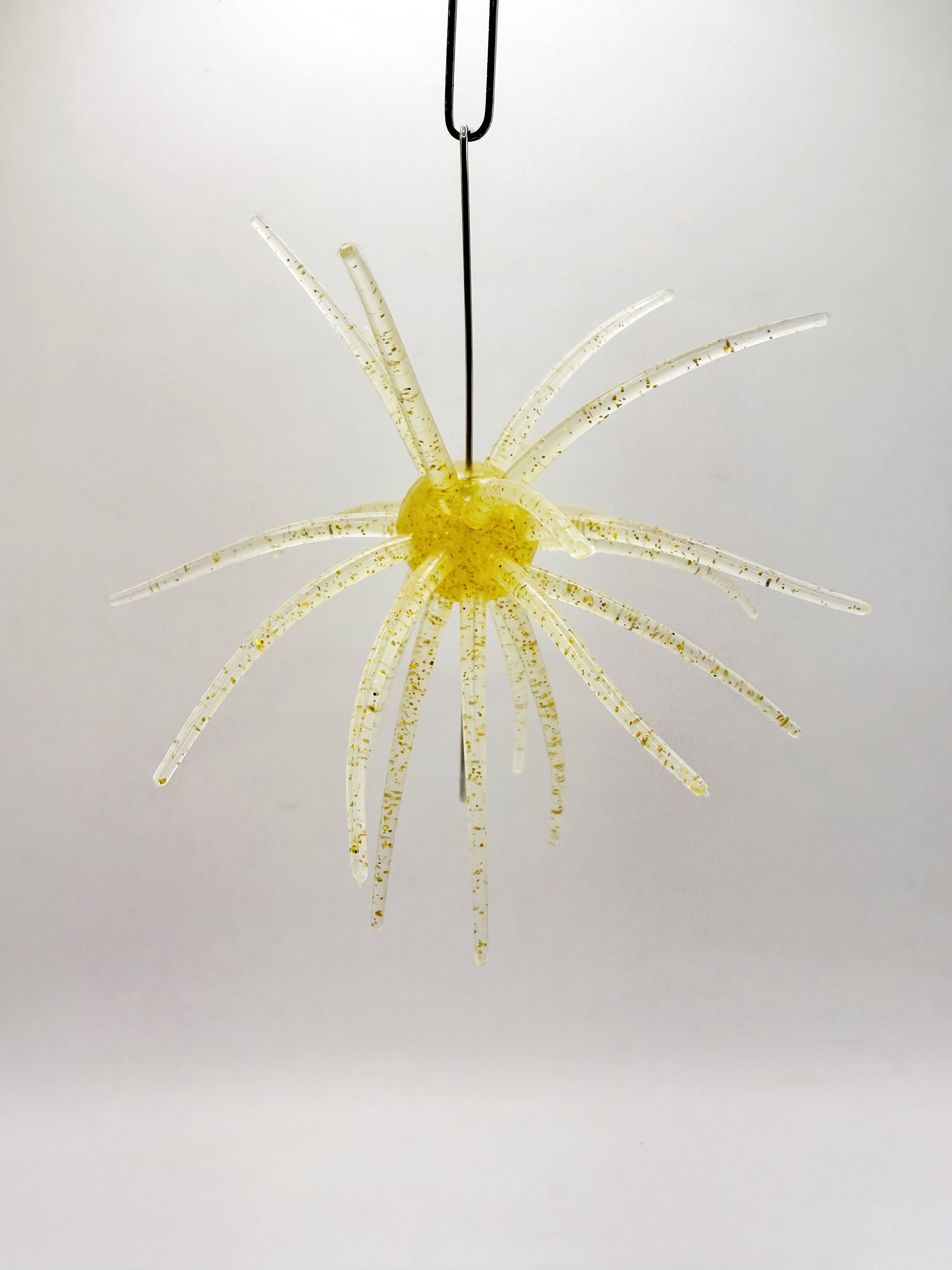 Hanging Yellow Urchin Lure on a white background